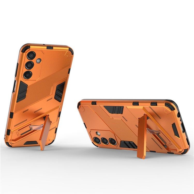 For Samsung Galaxy M15 5G Case PC+TPU Drop-proof Phone Cover with Folding Kickstand - Orange