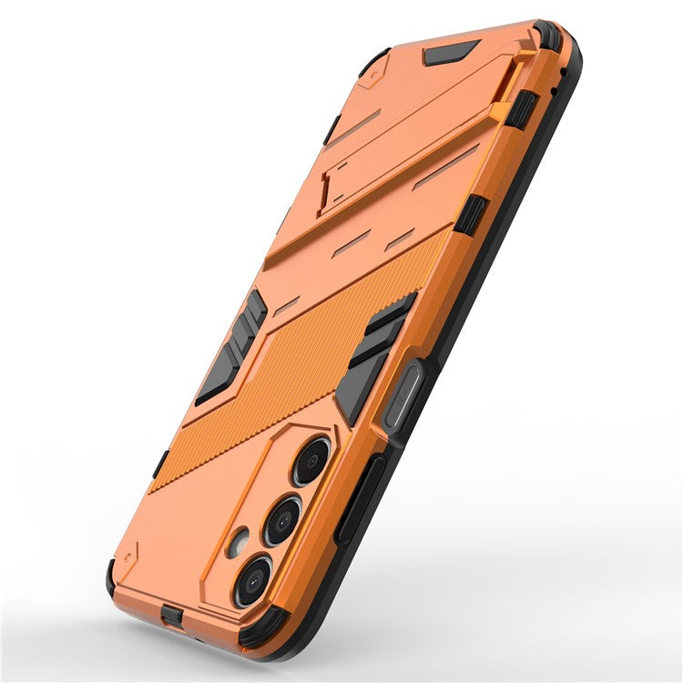 For Samsung Galaxy M15 5G Case PC+TPU Drop-proof Phone Cover with Folding Kickstand - Orange