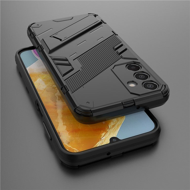 For Samsung Galaxy M15 5G Case PC+TPU Drop-proof Phone Cover with Folding Kickstand - Black