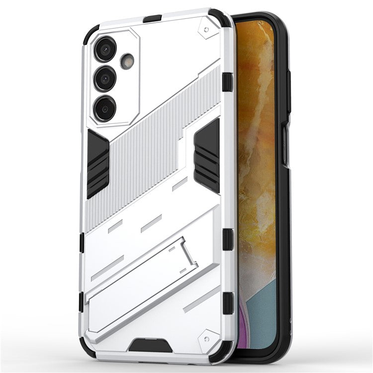 For Samsung Galaxy M15 5G Case PC+TPU Drop-proof Phone Cover with Folding Kickstand - White