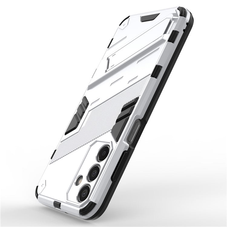 For Samsung Galaxy M15 5G Case PC+TPU Drop-proof Phone Cover with Folding Kickstand - White