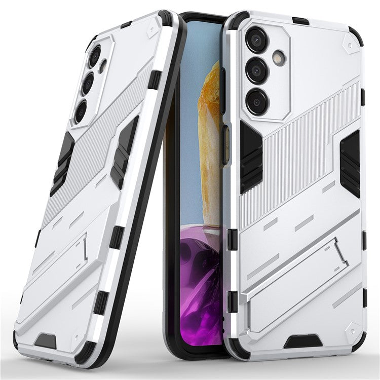 For Samsung Galaxy M15 5G Case PC+TPU Drop-proof Phone Cover with Folding Kickstand - White