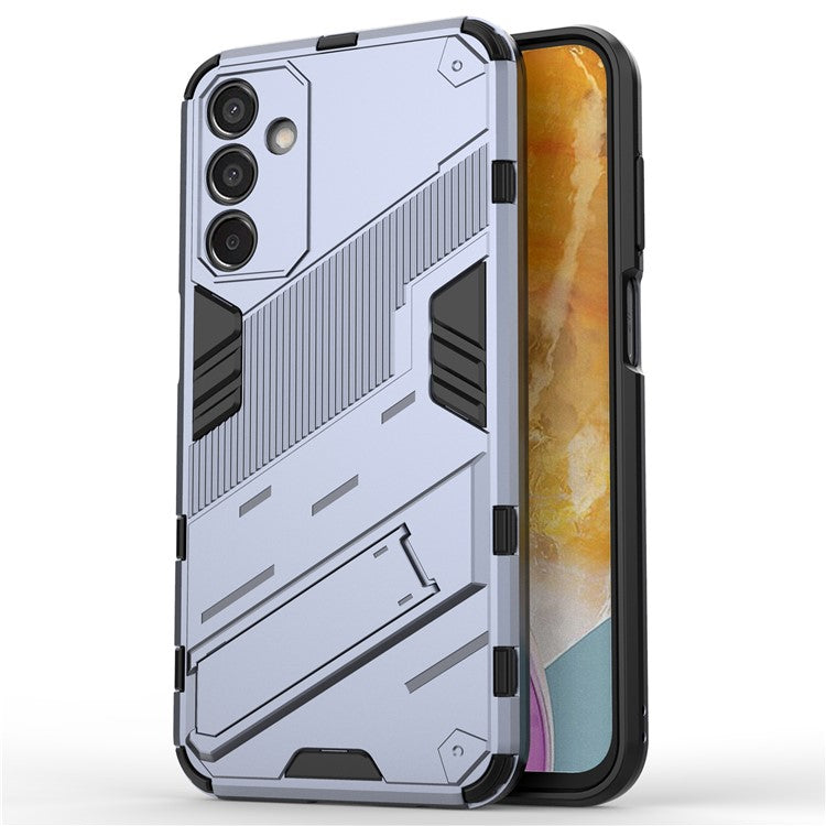 For Samsung Galaxy M15 5G Case PC+TPU Drop-Proof Phone Cover with Folding Kickstand - Grey