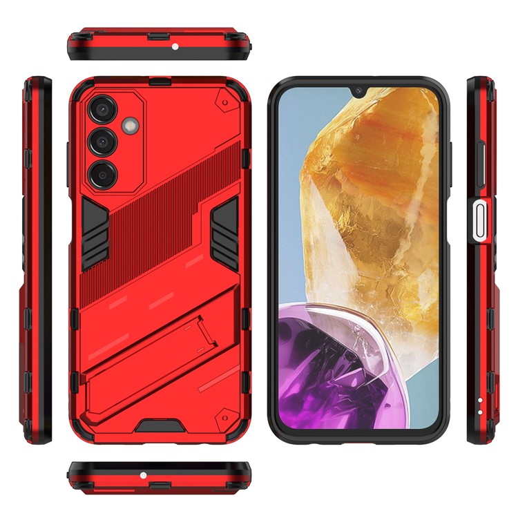 For Samsung Galaxy M15 5G Case PC+TPU Drop-proof Phone Cover with Folding Kickstand - Red