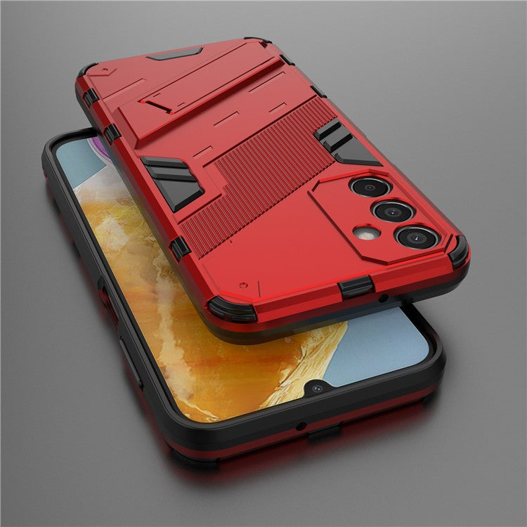 For Samsung Galaxy M15 5G Case PC+TPU Drop-proof Phone Cover with Folding Kickstand - Red