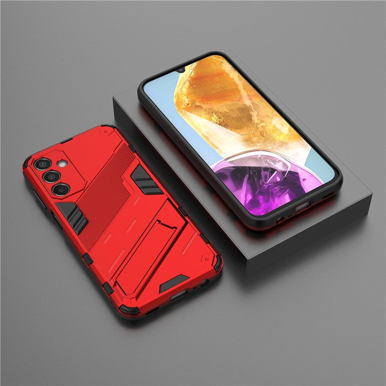 For Samsung Galaxy M15 5G Case PC+TPU Drop-proof Phone Cover with Folding Kickstand - Red