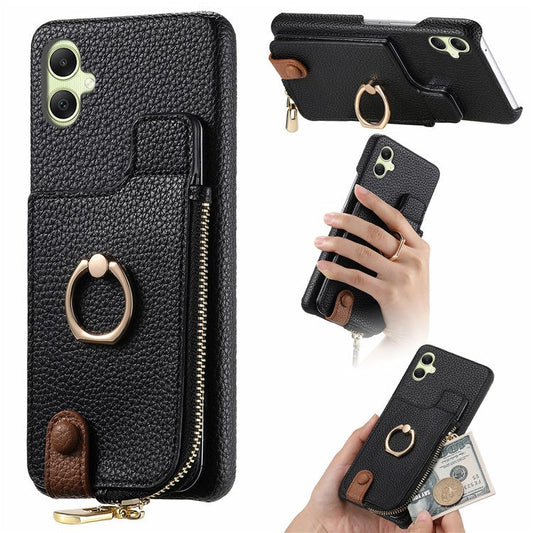 Y3 For Samsung Galaxy A05 4G Case RFID Blocking Leather+TPU Phone Protective Cover - Black