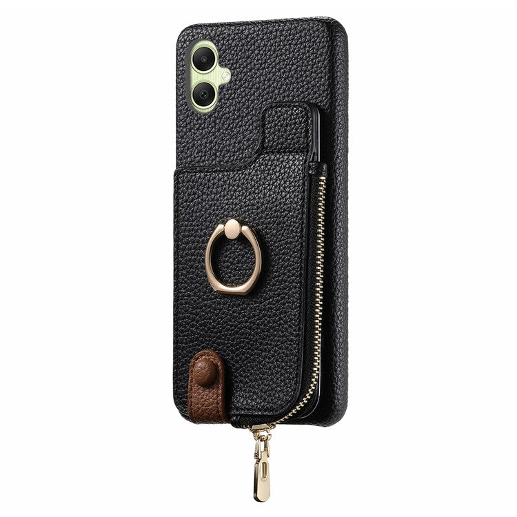 Y3 For Samsung Galaxy A05 4G Case RFID Blocking Leather+TPU Phone Protective Cover - Black