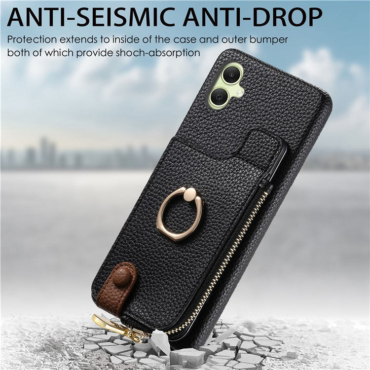 Y3 For Samsung Galaxy A05 4G Case RFID Blocking Leather+TPU Phone Protective Cover - Black