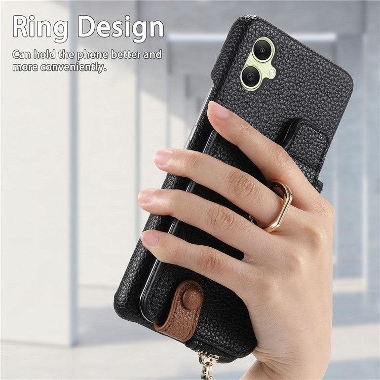 Y3 For Samsung Galaxy A05 4G Case RFID Blocking Leather+TPU Phone Protective Cover - Black