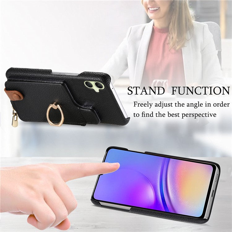 Y3 For Samsung Galaxy A05 4G Case RFID Blocking Leather+TPU Phone Protective Cover - Black