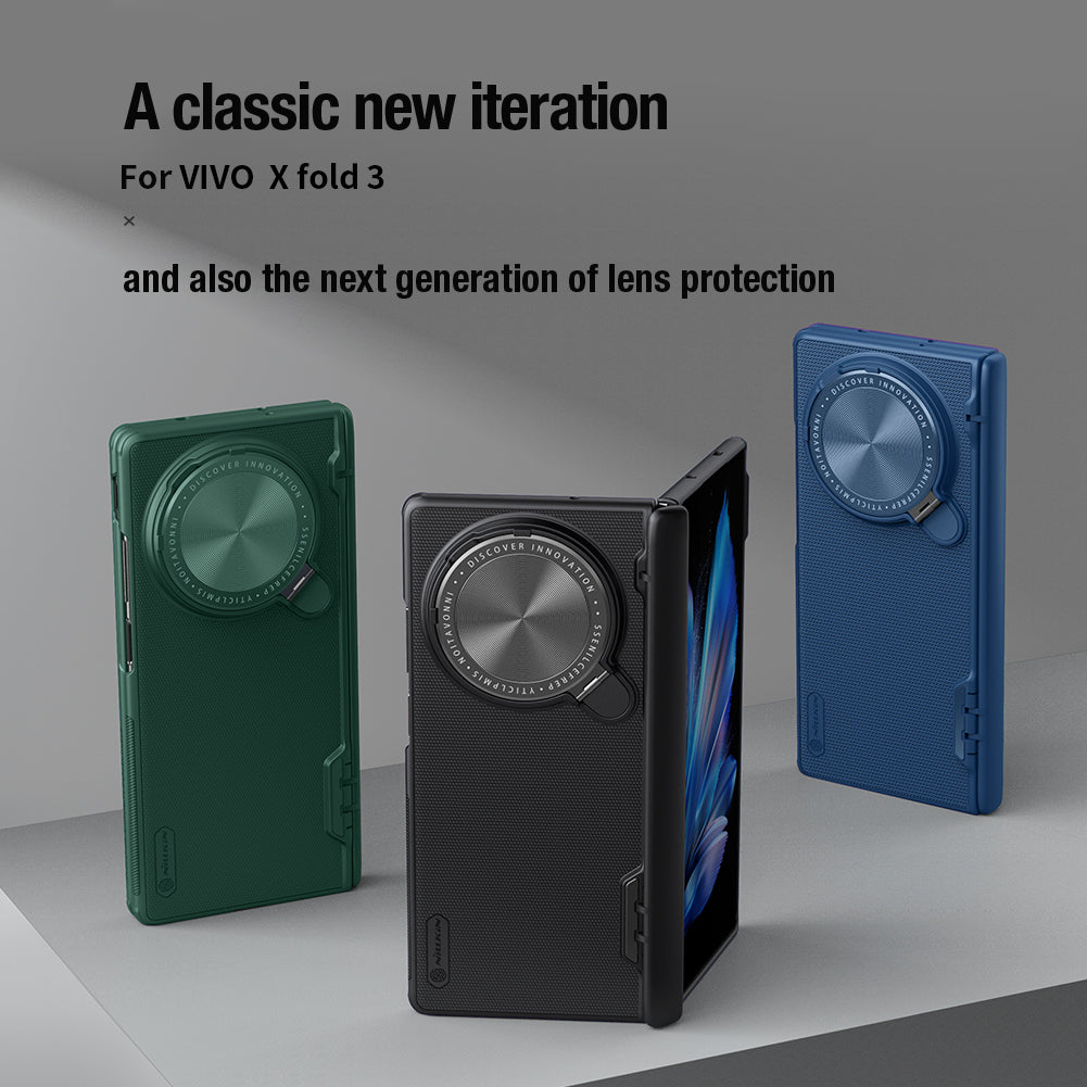 NILLKIN Super Frosted Shield Prop for vivo X Fold3 Kickstand Case Camera Lens Lid Phone Back Cover - Green