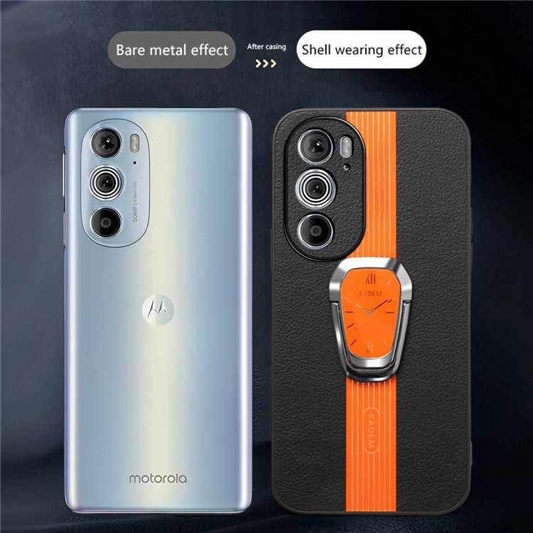 KADEM For Motorola Edge 30 Pro (Motorola Edge+ (2022)) Cover PU+TPU+Acrylic Kickstand Phone Case - Black