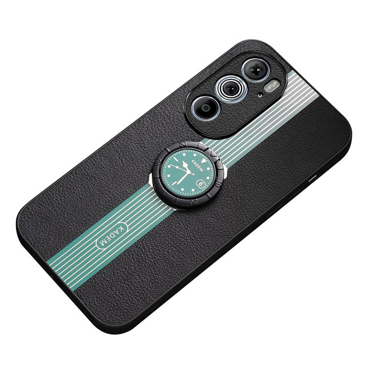 KADEM Phone Case for Motorola Edge 30 Pro (Motorola Edge+ (2022)) Leather Coated Acrylic+TPU Cover with Ring Kickstand - Green