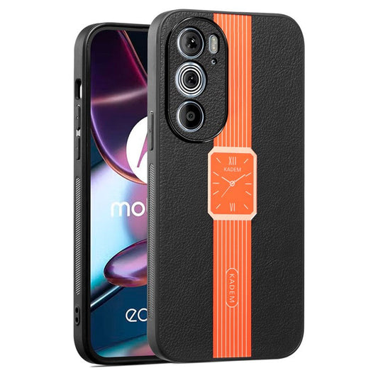 KADEM For Motorola Edge 30 Pro (Motorola Edge+ (2022)) Case PU+TPU+Acrylic Watch Pattern Smartphone Cover - Orange