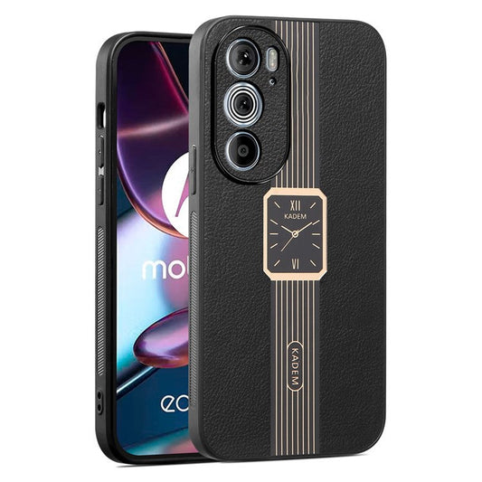 KADEM For Motorola Edge 30 Pro (Motorola Edge+ (2022)) Case PU+TPU+Acrylic Watch Pattern Smartphone Cover - Black