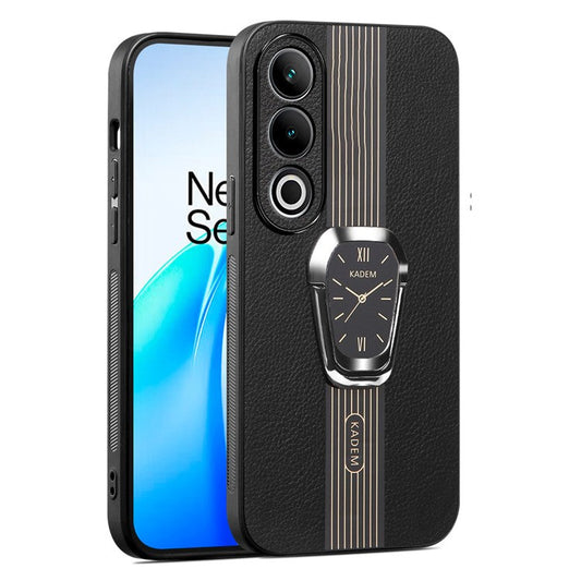 KADEM For OnePlus Ace 3V 5G Cover Folding Kickstand PU+TPU+Acrylic Shockproof Phone Case - Black