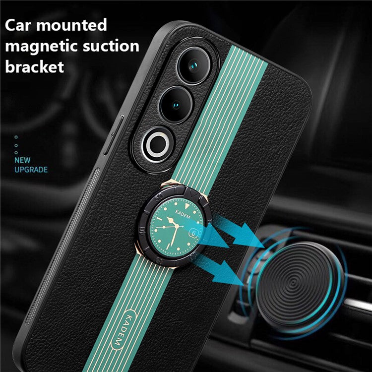 KADEM For OnePlus Ace 3V 5G Case Leather+Acrylic+TPU Phone Cover Support Magnetic Car Holder - Green