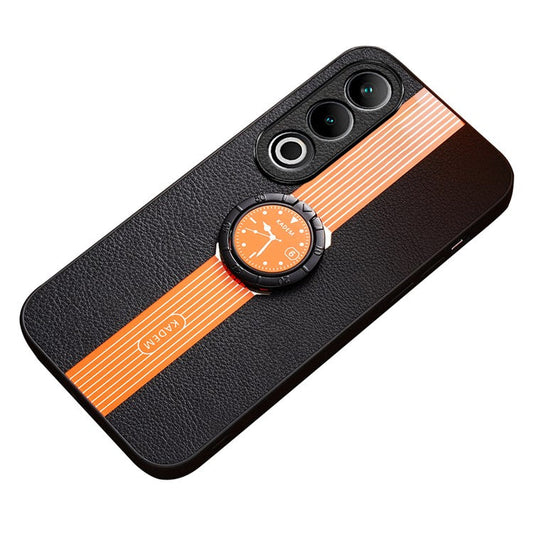KADEM For OnePlus Ace 3V 5G Case Leather+Acrylic+TPU Phone Cover Support Magnetic Car Holder - Orange