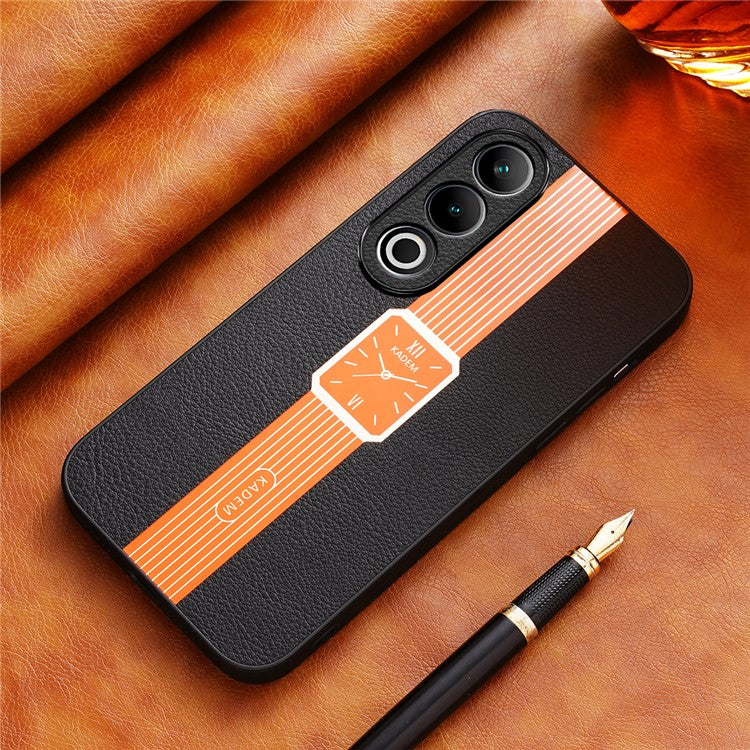 KADEM For OnePlus Ace 3V 5G Case Leather Coated TPU+Acrylic Phone Back Cover with Watch Pattern - Orange