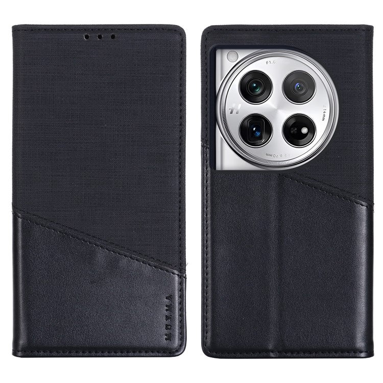 MUXMA MX109 For OnePlus 12 5G RFID Blocking Folio Flip Phone Case Stand Cover - Black