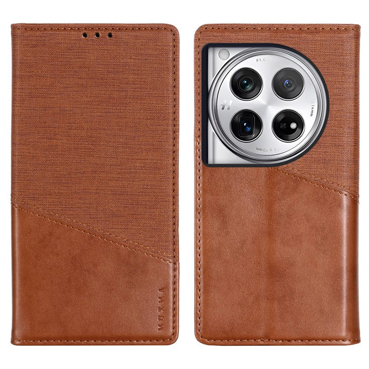 MUXMA MX109 For OnePlus 12 5G RFID Blocking Folio Flip Phone Case Stand Cover - Brown