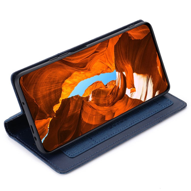 MUXMA MX109 For OnePlus 12 5G RFID Blocking Folio Flip Phone Case Stand Cover - Blue