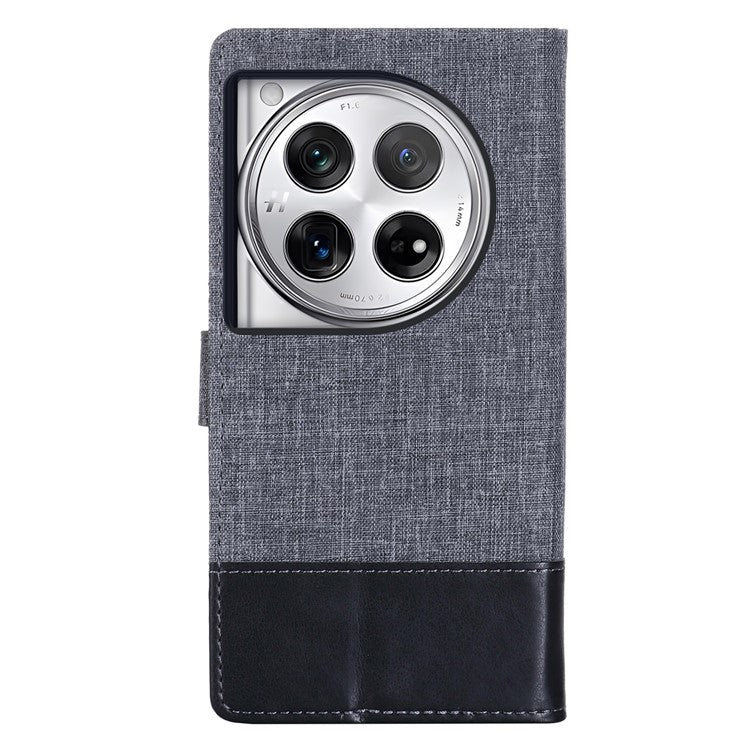 MUXMA MX102 For OnePlus 12 5G Case Magnetic Clasp Canvas+Leather+TPU Phone Wallet Cover - Black