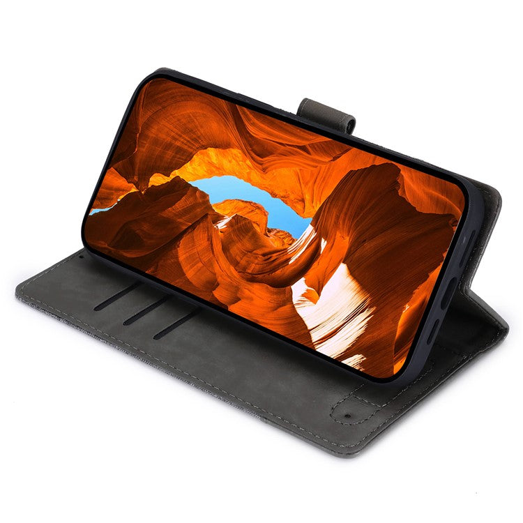 MUXMA MX102 For OnePlus 12 5G Case Magnetic Clasp Canvas+Leather+TPU Phone Wallet Cover - Grey