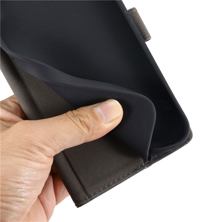 MUXMA MX102 For OnePlus 12 5G Case Magnetic Clasp Canvas+Leather+TPU Phone Wallet Cover - Brown