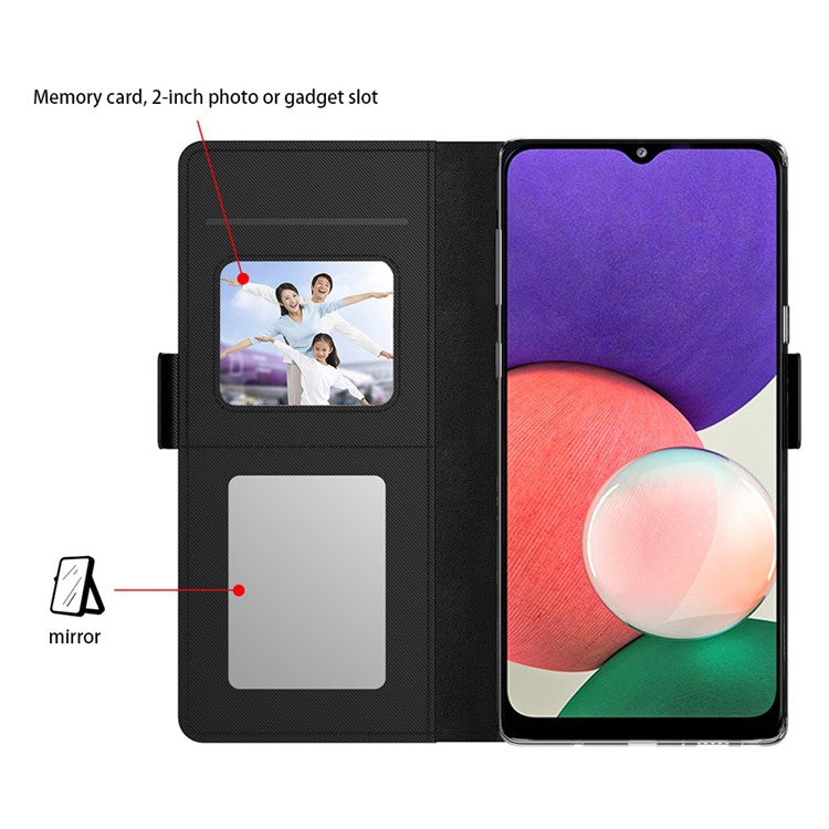 For Samsung Galaxy F15 5G Case Leather Flip Shockproof Phone Cover with Mirror - Black