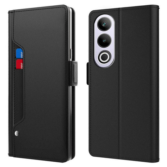 For OnePlus Ace 3V 5G Case Leather Card Slot Shockproof Phone Cover with Mirror - Black