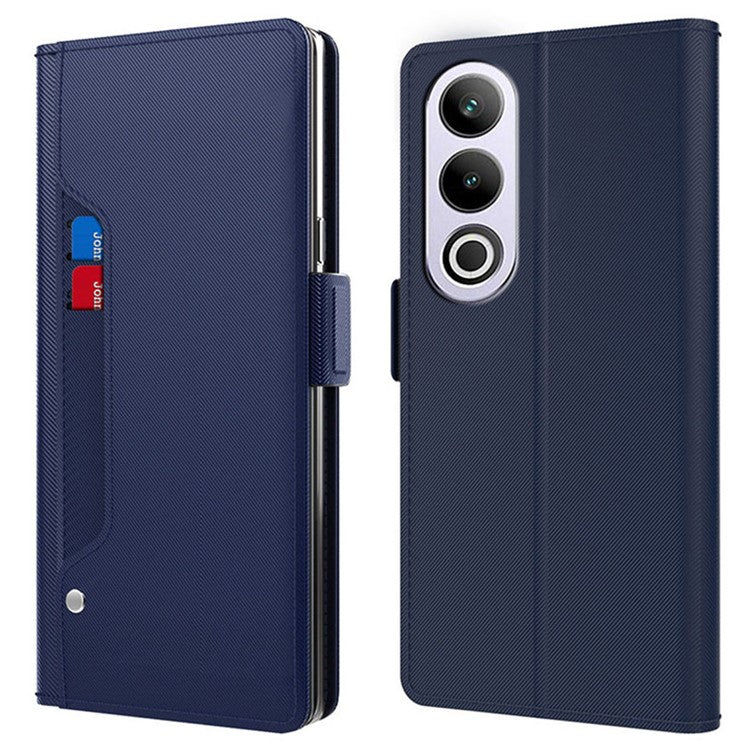For OnePlus Ace 3V 5G Case Leather Card Slot Shockproof Phone Cover with Mirror - Blue