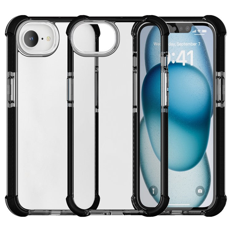 For iPhone SE (2025) Case 3-in-1 Drop Protection TPU+TPE+Acrylic Phone Cover - Black