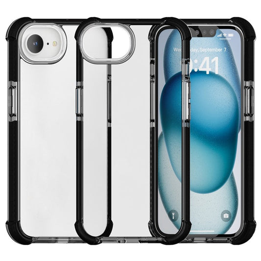 For iPhone SE (2025) Case 3-in-1 Drop Protection TPU+TPE+Acrylic Phone Cover - Black