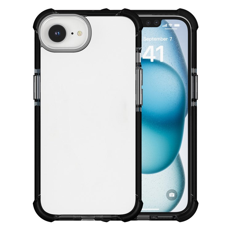 For iPhone 16e Case 3-in-1 Drop Protection TPU+TPE+Acrylic Phone Cover - Black