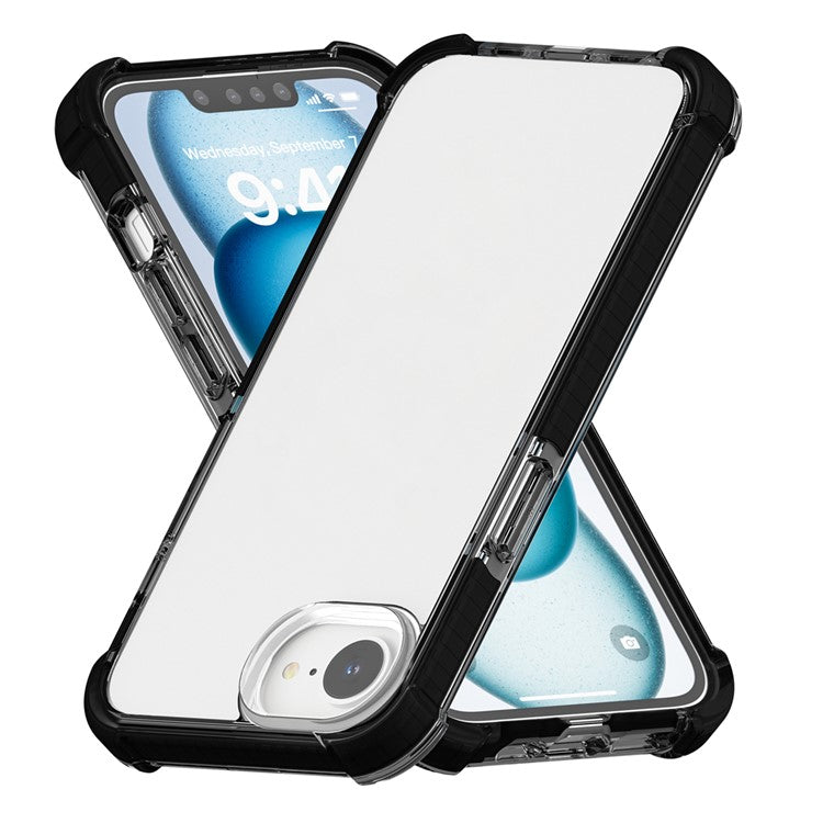 For iPhone 16e Case 3-in-1 Drop Protection TPU+TPE+Acrylic Phone Cover - Black
