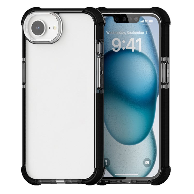 For iPhone 16e Case 3-in-1 Drop Protection TPU+TPE+Acrylic Phone Cover - Black