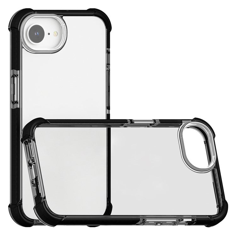 For iPhone 16e Case 3-in-1 Drop Protection TPU+TPE+Acrylic Phone Cover - Black