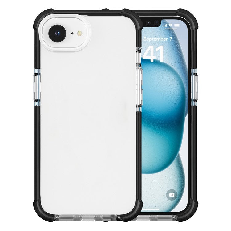 For iPhone 16e Case 3-in-1 Drop Protection TPU+TPE+Acrylic Phone Cover - Black+Clear