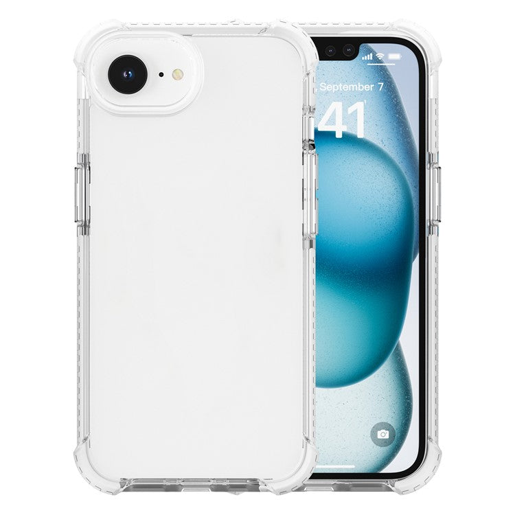 For iPhone 16e Case 3-in-1 Drop Protection TPU+TPE+Acrylic Phone Cover - White+Clear