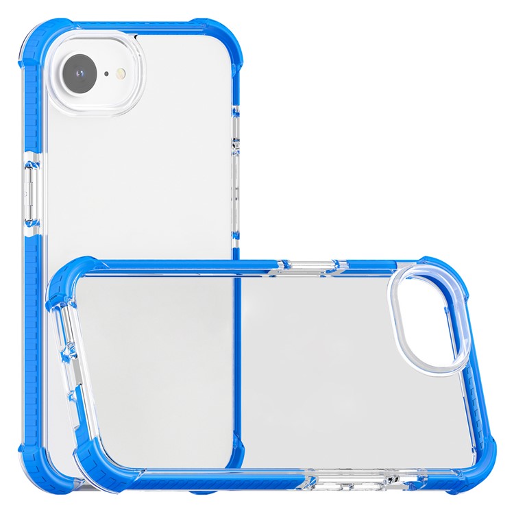 For iPhone 16e Case 3-in-1 Drop Protection TPU+TPE+Acrylic Phone Cover - Blue+Clear