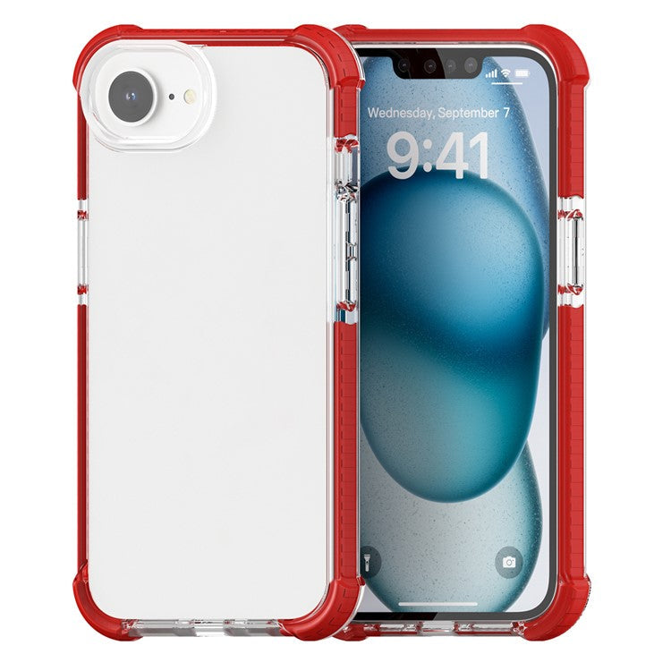 For iPhone SE (2025) Case 3-in-1 Drop Protection TPU+TPE+Acrylic Phone Cover - Red+Clear