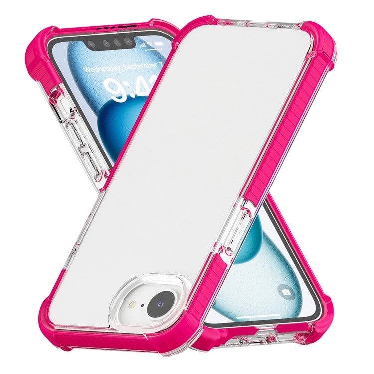 For iPhone SE (2025) Case 3-in-1 Drop Protection TPU+TPE+Acrylic Phone Cover - Pink+Clear