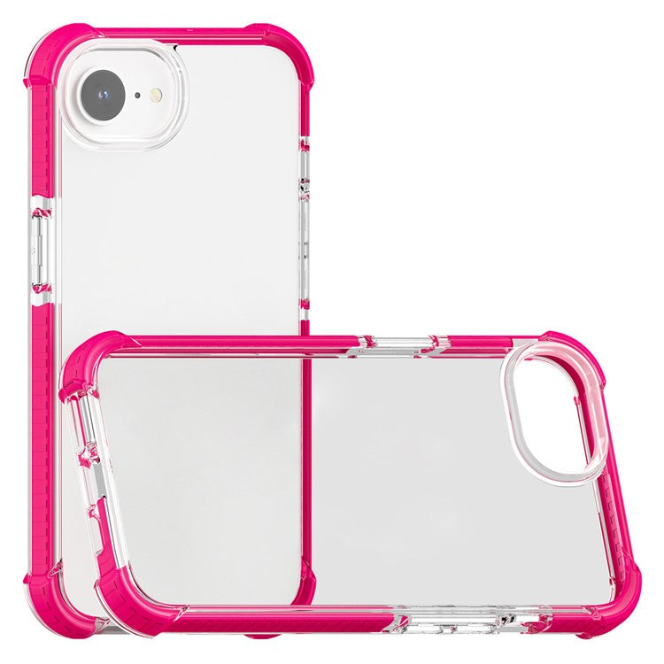 For iPhone 16e Case 3-in-1 Drop Protection TPU+TPE+Acrylic Phone Cover - Pink+Clear
