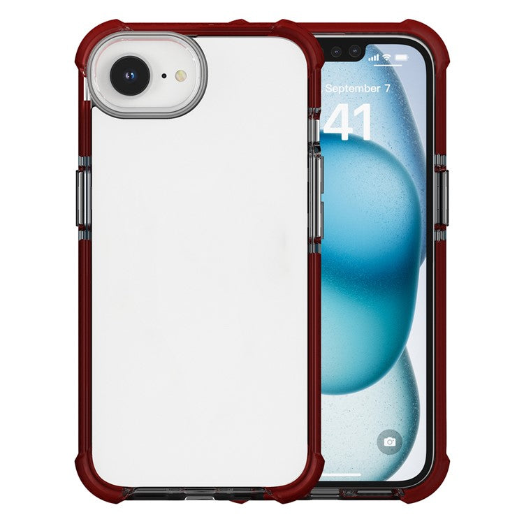 For iPhone 16e Case 3-in-1 Drop Protection TPU+TPE+Acrylic Phone Cover - Brown+Clear