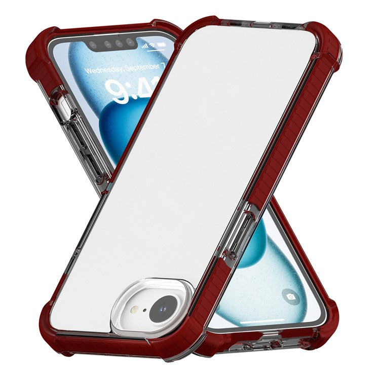 For iPhone 16e Case 3-in-1 Drop Protection TPU+TPE+Acrylic Phone Cover - Brown+Clear