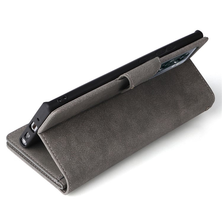 For OnePlus Nord N300 5G Case with Wrist Strap Rivet Decor PU Leather Phone Stand Cover - Grey