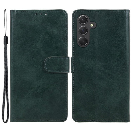 For Samsung Galaxy M15 5G / F15 5G Case Calf Texture Phone Wallet Leather Cover with Magnetic Clasp - Midnight Green
