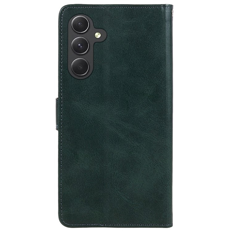 For Samsung Galaxy M15 5G / F15 5G Case Calf Texture Phone Wallet Leather Cover with Magnetic Clasp - Midnight Green